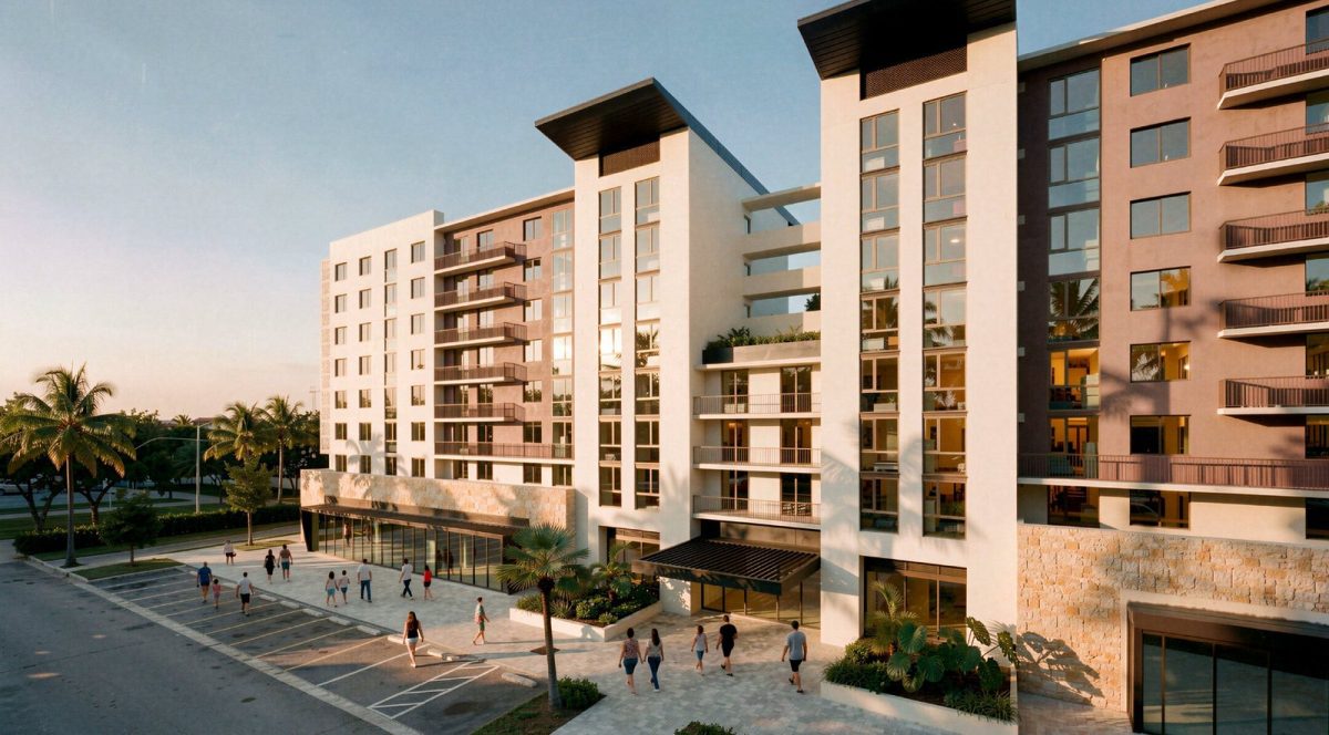 Rendering of Annie Coleman Phase I, an eight-story affordable housing building at 2479 NW 50th Street in Miami